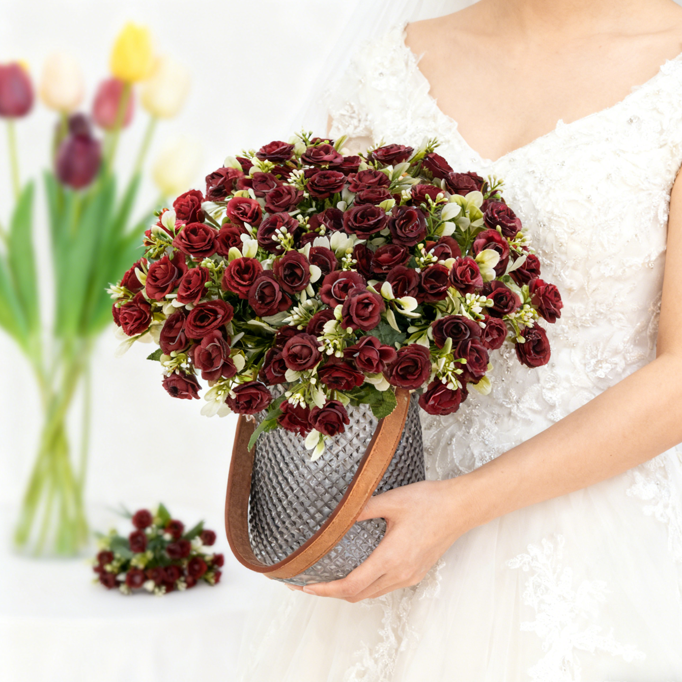 Bonsai Garden Festival - Artificial Flower Silk Rose Wedding Bride