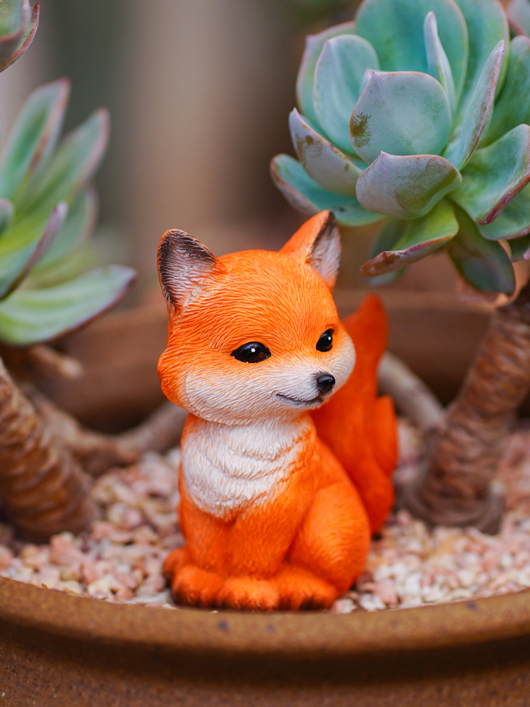 Cute Fox Resin Decoration Orna - Bonsai Garden Europe recensie en prijs